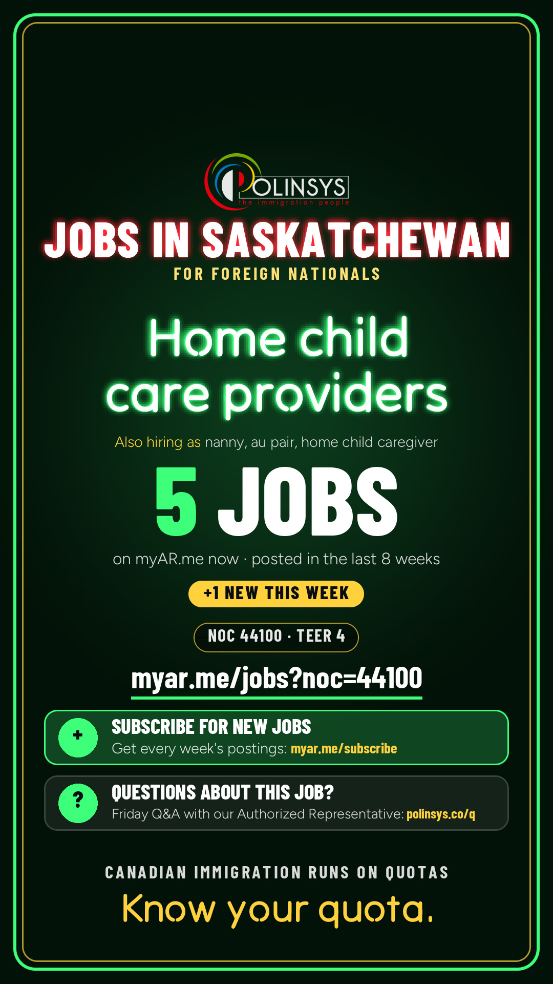 Job card: Home child care providers (NOC 44100) — 5 jobs on myAR.me